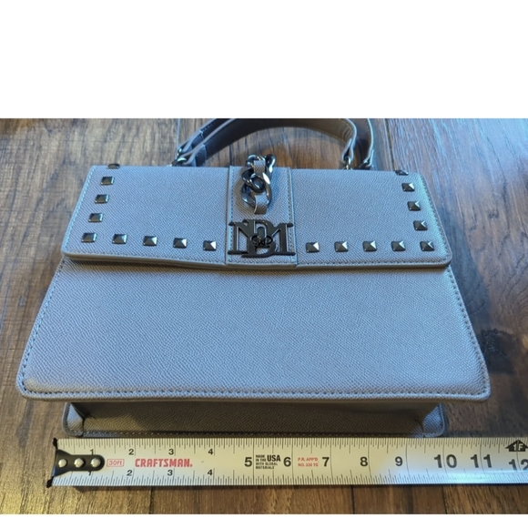 Badgley Mischka Gray Medium Purse w/ Long Strap & Short Handle NWOT Chain Accent - Picture 7 of 16